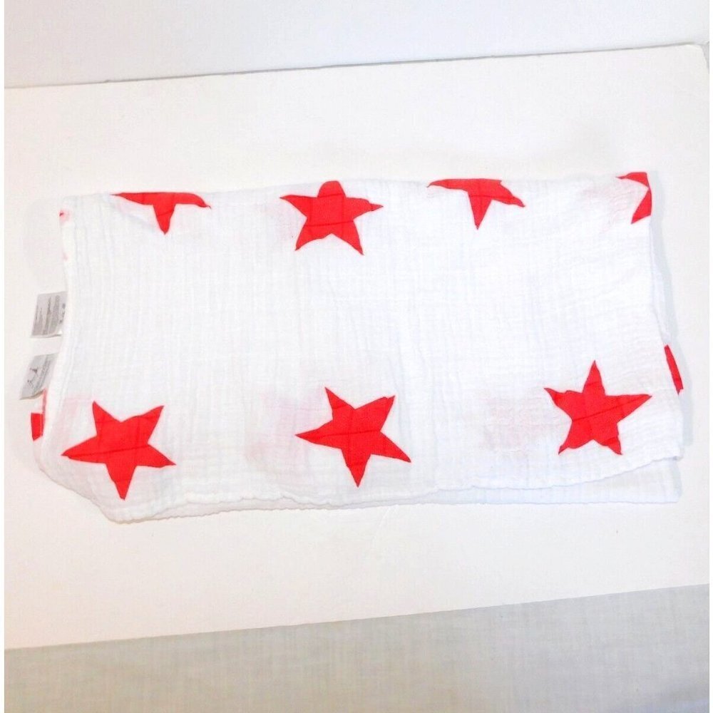 Aden + Anais RED Star Muslin Swaddle Blanket AIDS Awareness Special Edition